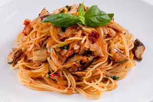 ナスと豚肉のスパゲッティーニのレシピ