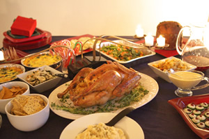 アメリカのクリスマス料理⇒伝統の食べ物：七面鳥、ローストターキー
