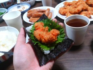 手巻き寿司の変わり種：唐揚げ