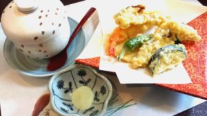 松茸ご飯の基本の献立セット：塩天ぷら定食