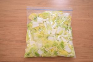 冷凍した白菜：１か月の日持ち