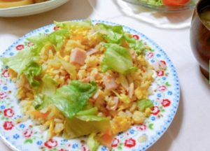 レタスチャーハンの作り方と簡単レシピ-献立(サラダ/スープ)