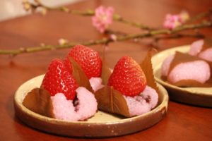 冷凍できない桜餅：苺、フルーツの桜餅